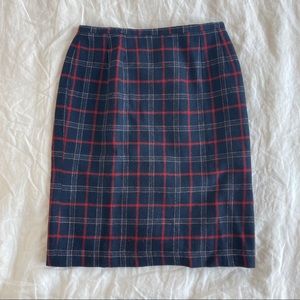 Wool plaid pencil skirt